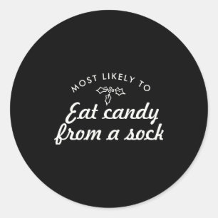 Text Most Likely To Xmas Fun Mistletoe T S Classic Round Sticker