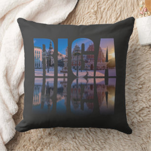 Text of Riga, Latvia Cushion