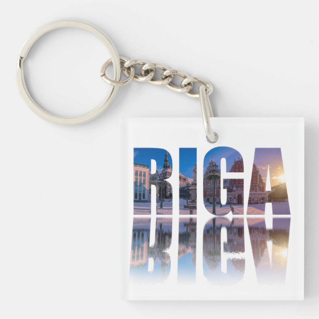 Text of Riga, Latvia Key Ring (Front)