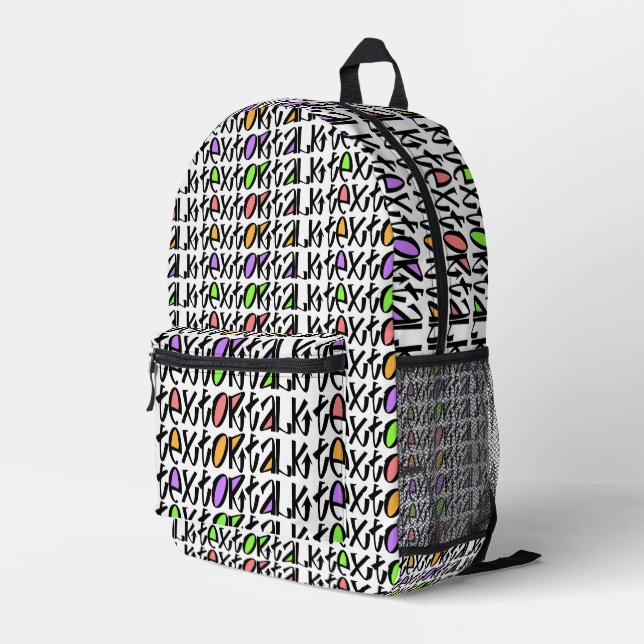 Text Or Talk Printed Backpack (Back Corner Right)