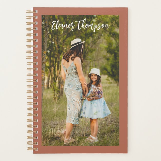Text Overlay Name Terracotta Personalized Photo Planner (Front)
