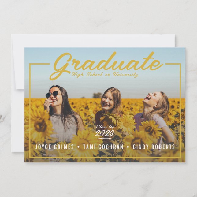 Text Overlay Simple | one photo group graduation Announcement (Front)