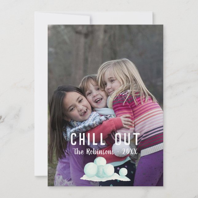 Text overlay Snow Christmas Family photo Holiday Card (Front)