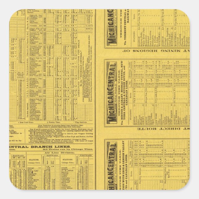 Text Page Michigan Central Railroad Square Sticker (Front)