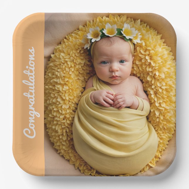 text photo custom congratulations Paper Plate (Front)