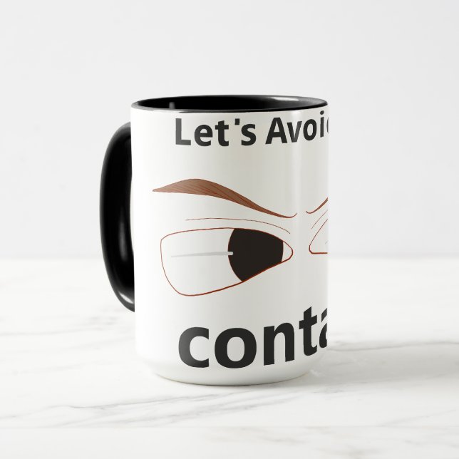 text says to avoid eye contact with a drawing mug (Front Left)