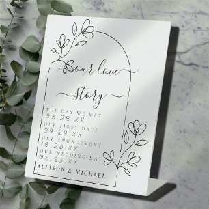 Text Script Our Love Story Timeline Pedestal Sign