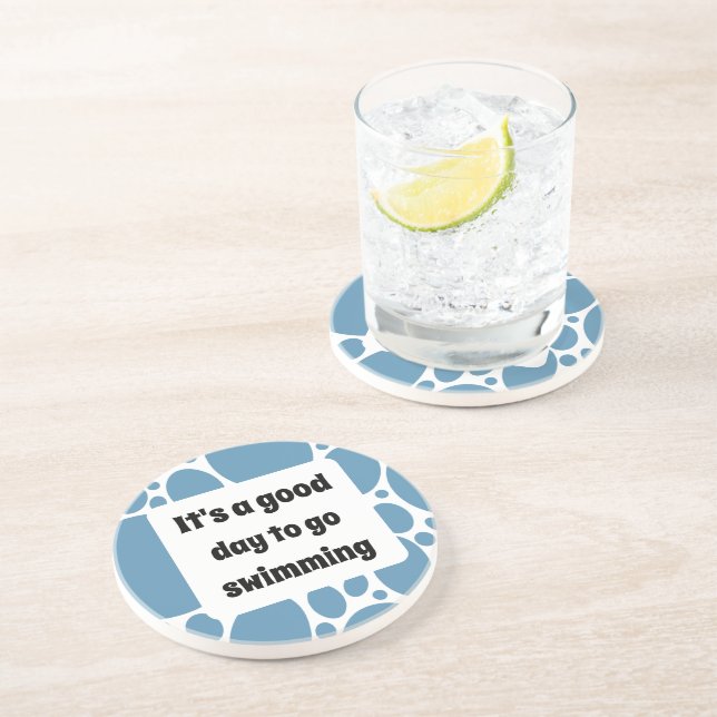 Text template and blue pattern  coaster (Side)