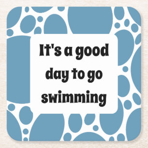 Text template and blue pattern  square paper coaster