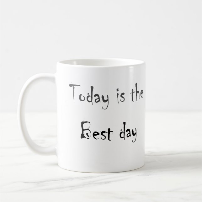 Text This is the Best Day black monochrom colour Coffee Mug (Left)