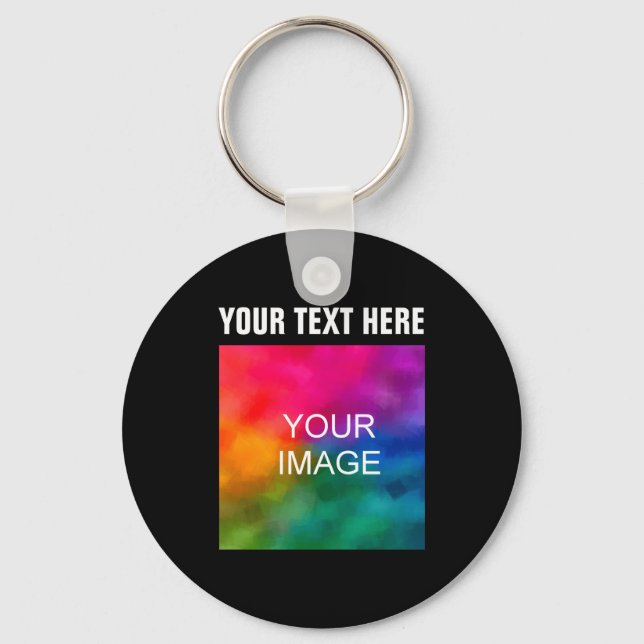 Text Upload Photo Boys Kids Modern Template  Key Ring (Front)