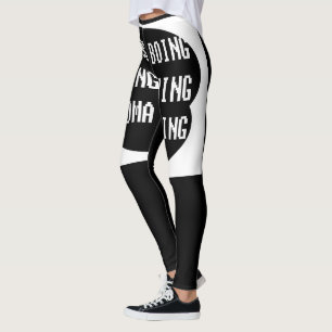 Text words on black and white design fun hot leggings