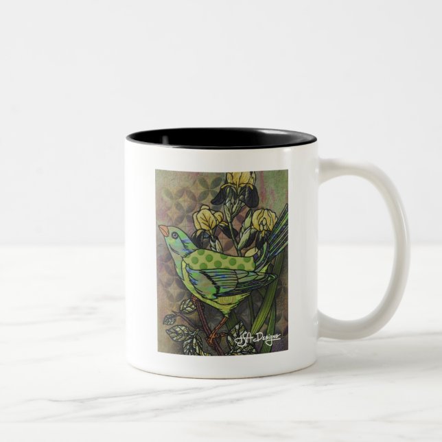Textile Art Bird Coffee Mug (Right)