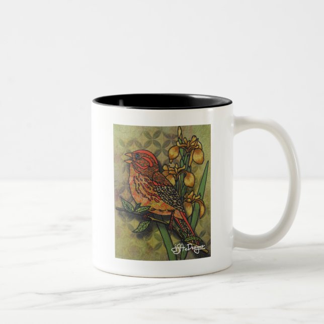 Textile Art Bird Coffee Mug (Right)
