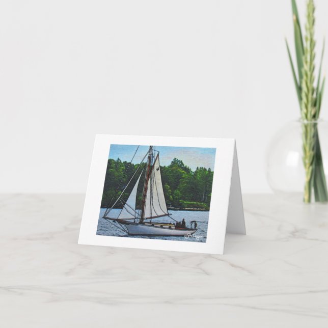 Textile Art Boat Notecard (Front)