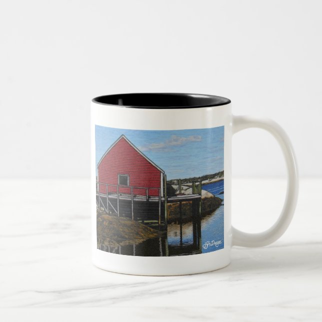 Textile Art Boathouse Coffee Mug (Right)