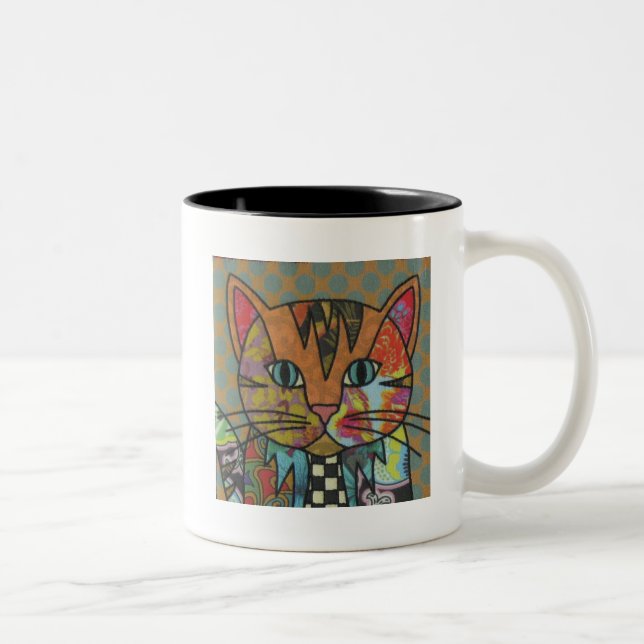 Textile Art Cat Coffee Mug (Right)