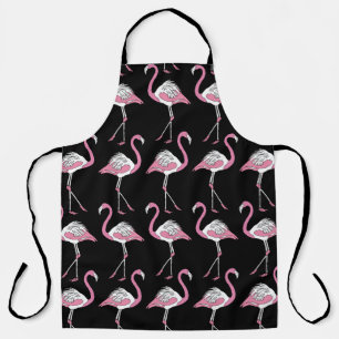 Textile Black Flamingo Background Pattern Apron