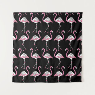 Textile Black Flamingo Background Pattern Tapestry