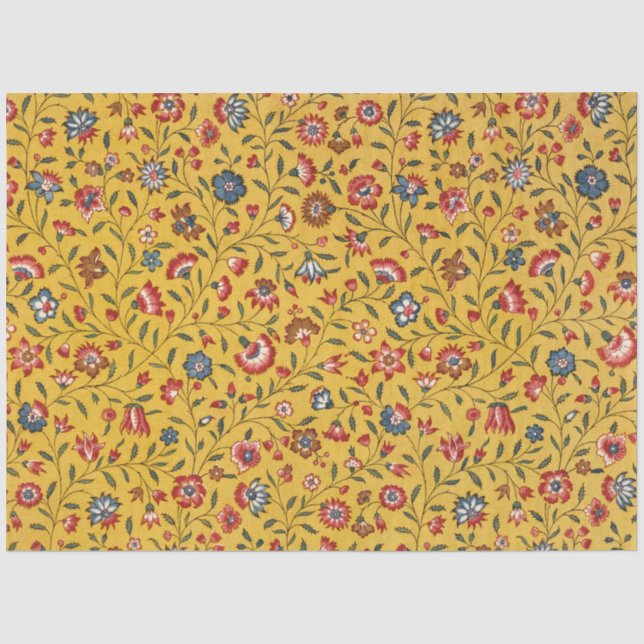 Textile Carnations and Other Flowers Pattern Tissue Paper (Front)