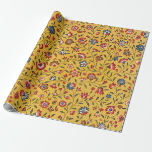 Textile Carnations and Other Flowers Pattern Wrapping Paper