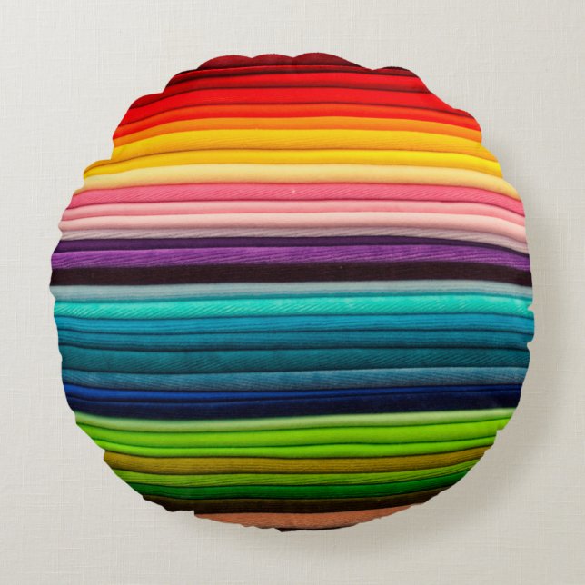 Textile colour colourful fabric round cushion (Front)