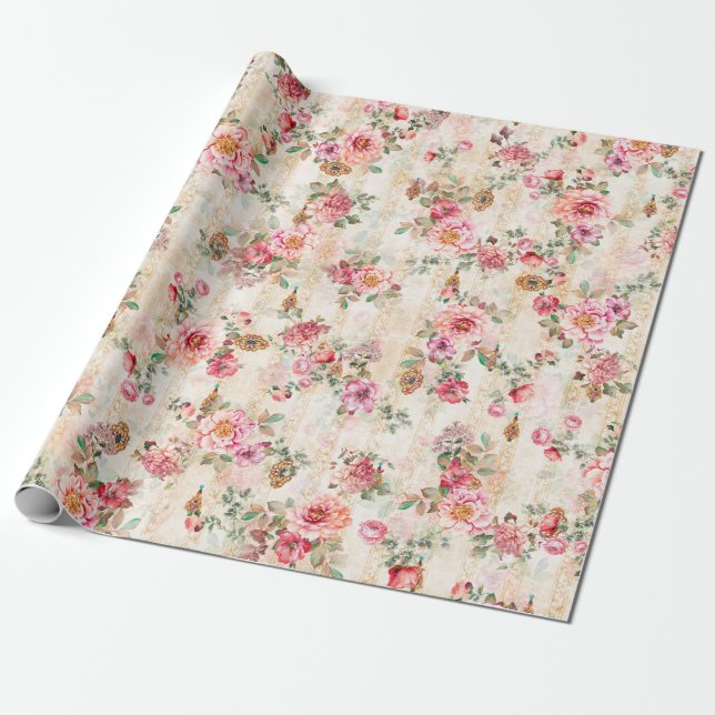 Textile floral flower texture patternsabstract, ba wrapping paper (Unrolled)