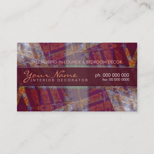 Textile Interior Decorator Business Card (Front)