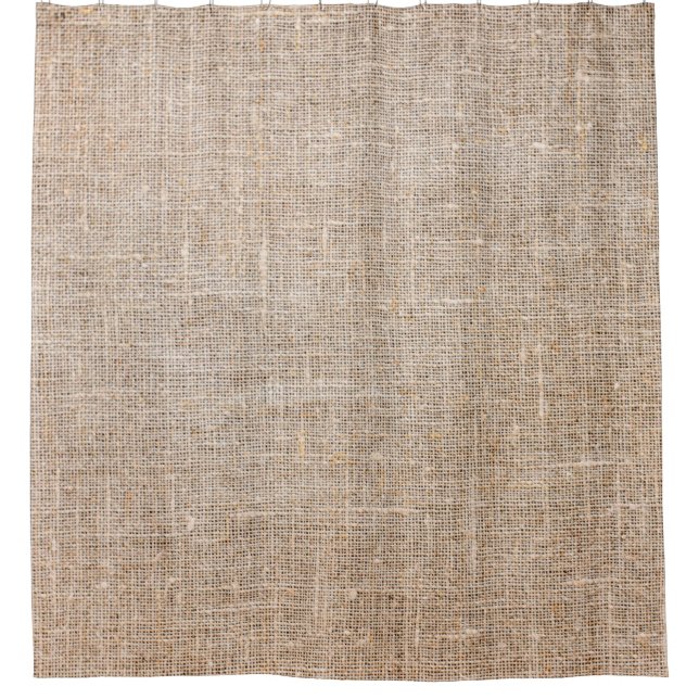 Textile jute brown fabric texture shower curtain (Front)