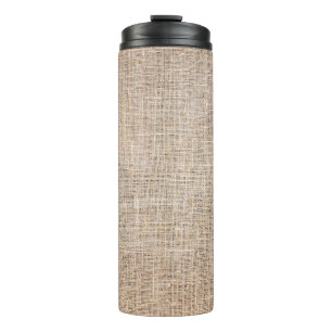 Textile jute brown fabric texture thermal tumbler