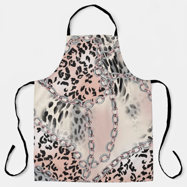 Textile Leopard: Floral Chain Pattern. Apron (Front)