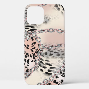 Textile Leopard: Floral Chain Pattern. iPhone 12 Case