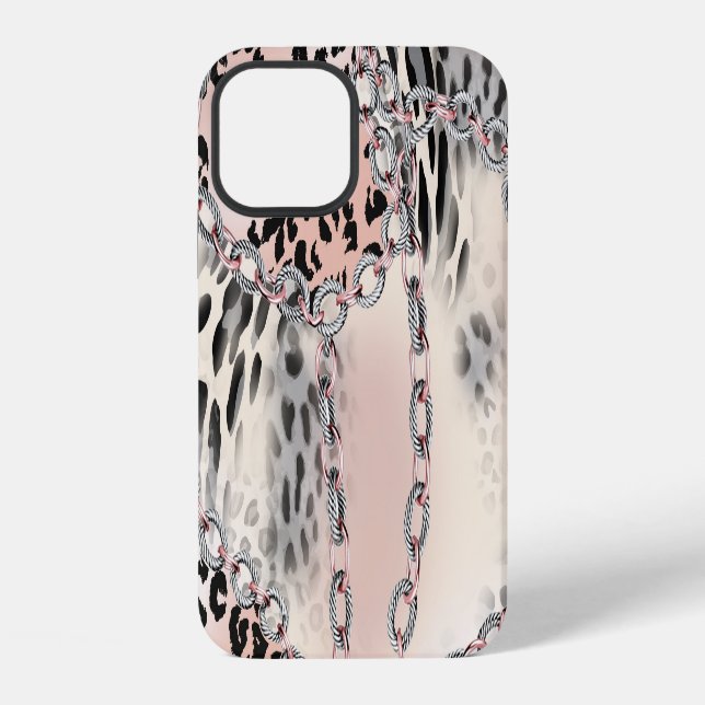 Textile Leopard: Floral Chain Pattern. iPhone Case (Back)