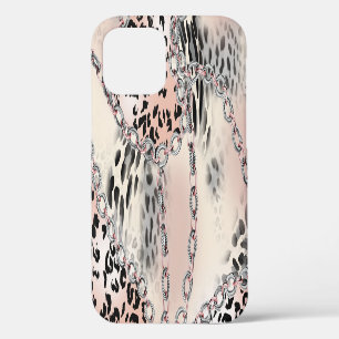 Textile Leopard: Floral Chain Pattern. iPhone 12 Case