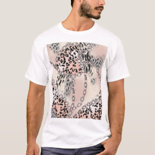 Textile Leopard: Floral Chain Pattern. T-Shirt