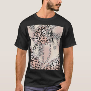 Textile Leopard: Floral Chain Pattern. T-Shirt