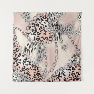 Textile Leopard: Floral Chain Pattern. Tapestry