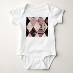 Textile Lingerie: Patchwork Vintage Pattern Baby Bodysuit