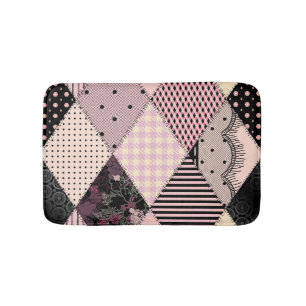 Textile Lingerie: Patchwork Vintage Pattern Bath Mat