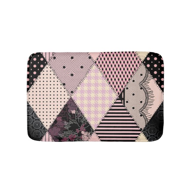 Textile Lingerie: Patchwork Vintage Pattern Bath Mat (Front)