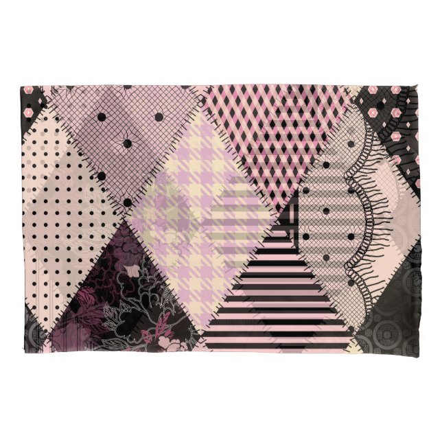 Textile Lingerie: Patchwork Vintage Pattern Pillowcase (Front)