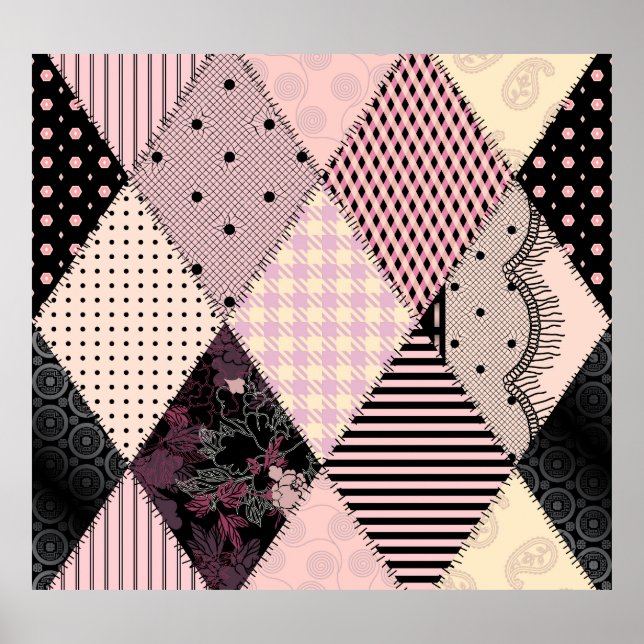 Textile Lingerie: Patchwork Vintage Pattern Poster (Front)