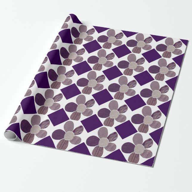 Textile Material Flower Collage DIY Colour Wrapping Paper (Unrolled)