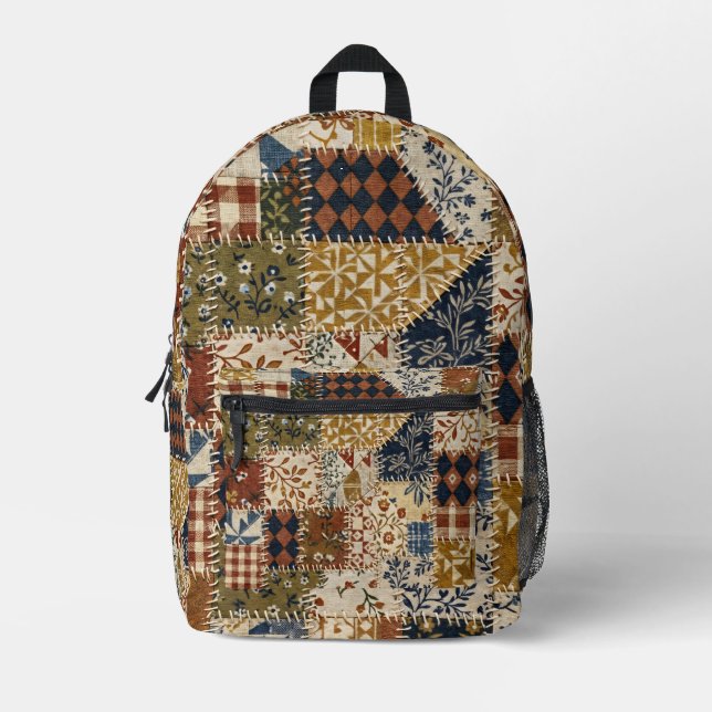 Textile mosaic in vintage style. printed backpack (Front)