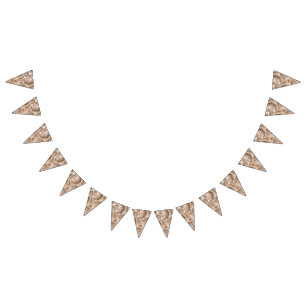 Textile pattern featuring a textured beige backgro bunting