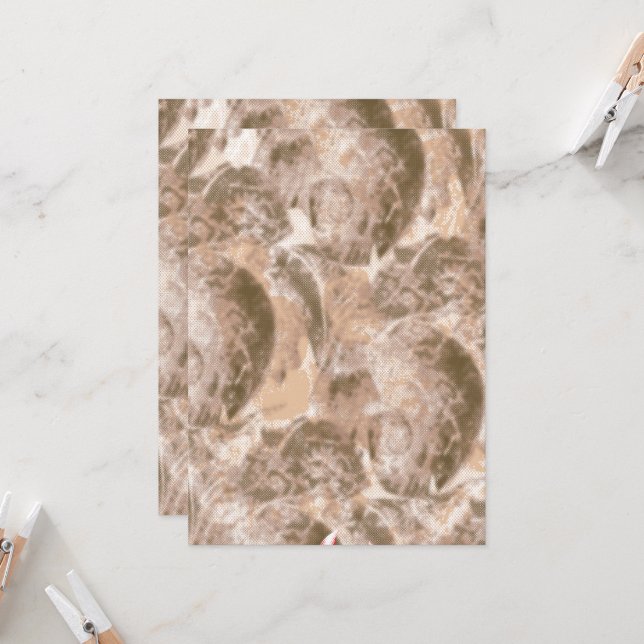 Textile pattern featuring a textured beige backgro invitation (Front/Back In Situ)