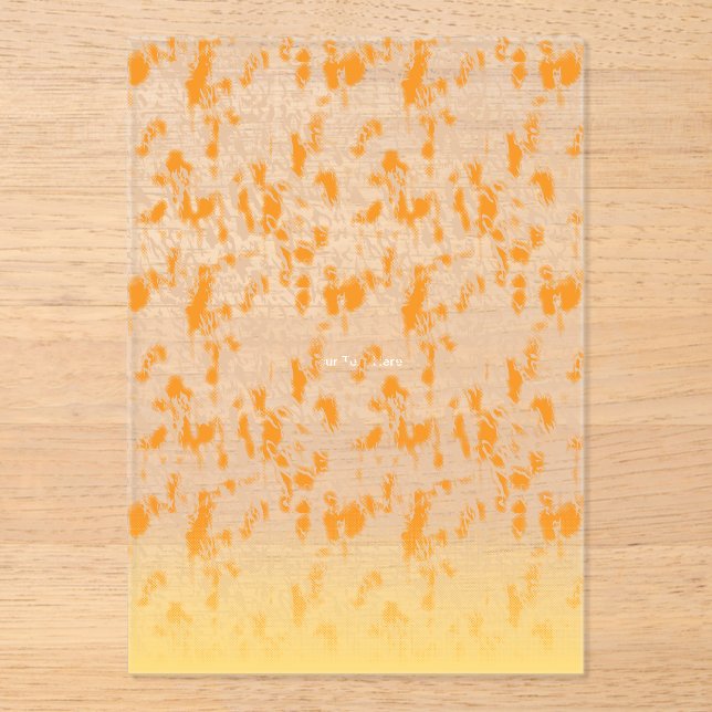 Textile pattern featuring a vibrant orange and gol acrylic invitations (Front)