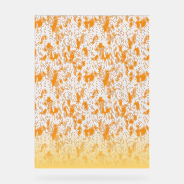 Textile pattern featuring a vibrant orange and gol acrylic sign (Front)