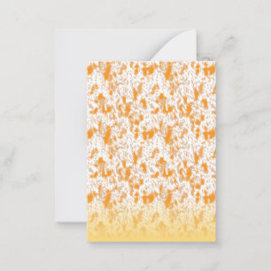 Textile pattern featuring a vibrant orange and gol card