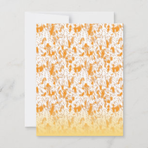 Textile pattern featuring a vibrant orange and gol card